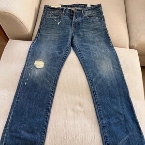 Abercrombie & Fitch Men's Distressed Blue Straight Jeans